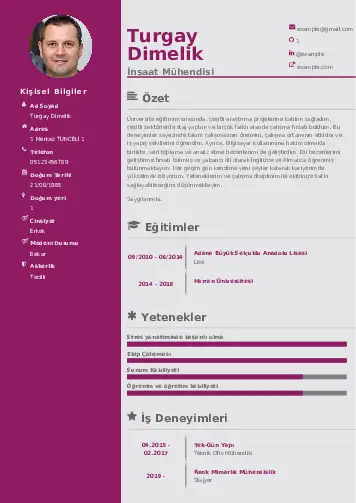 İnşaat Mühendisi Cv Örnekleri cv indir
